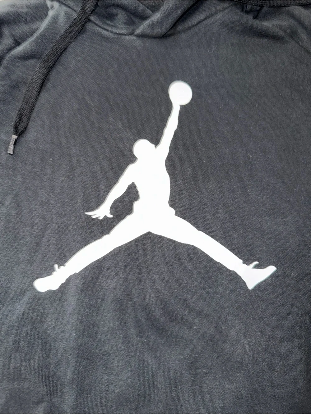 Jordan Men’s Black Pullover Hoodie with White Jumpman Logo size large